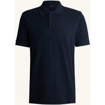 T-shirt BOSS Polo bleu en piqué de coton avec logo