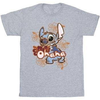 T-shirt Disney Lilo And Stitch Ohana Orange Hibiscus