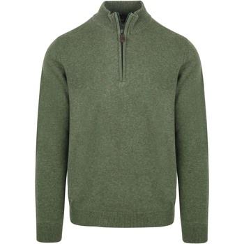 Sweat-shirt Suitable Pull Demi-Zip Laine D'agneau Vert