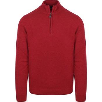 Sweat-shirt Suitable Pull Demi-Zip Laine D'agneau Rouge