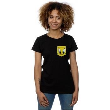 T-shirt Dessins Animés Tweety Pie Face Faux Pocket