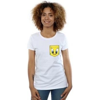 T-shirt Dessins Animés Tweety Pie Face Faux Pocket