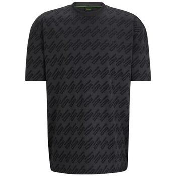 T-shirt BOSS T-SHIRT RELAXED FIT GRIS SOMBRE À MONOGRAMMES JACQUARD
