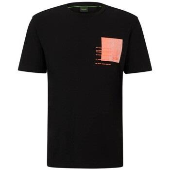 T-shirt BOSS T-SHIRT REGULAR FIT EN COTON MÉLANGÉ NOIR AVEC MOTIF ARTI...