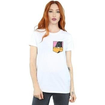 T-shirt Dessins Animés Daffy Duck Face Faux Pocket