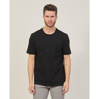 T-shirt BOSS T-shirt coupe régulière en coton avec logo en maille