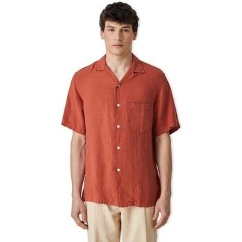 Chemise Portuguese Flannel Linen Camp Collar Shirt - Terracota