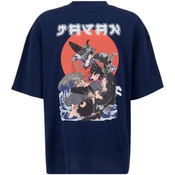 T-shirt Alpha t-shirt japan vague guerrier bleu