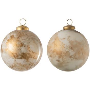 Décorations de noël Jolipa Lot de 2 boules de noël motif marbre doré