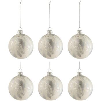 Décorations de noël Jolipa Lot de 6 boules de noël motif marbre blanc ...