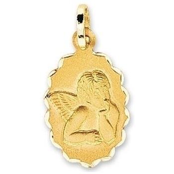 Pendentifs Brillaxis Médaille ange ovale or jaune 18 carats