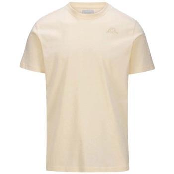 T-shirt Kappa TEE SHIRT CAFERS SLIM BEIGE - WHITE MILK/BEIGE - XL
