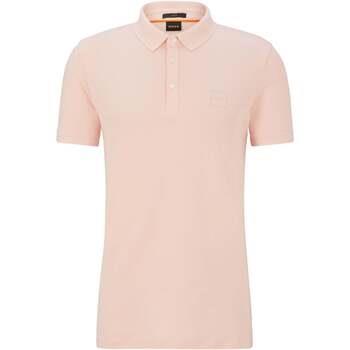 T-shirt BOSS Polo ajusté rose en coton stretch