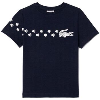 T-shirt enfant Lacoste T-SHIRT ENFANT EN COTON IMPRIMÉ CROCODILE BLEU