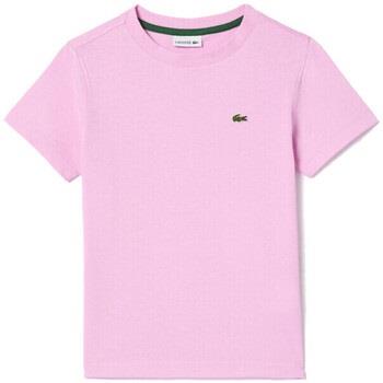T-shirt enfant Lacoste T-SHIRT ENFANT UNI EN JERSEY DE COTON ROSE