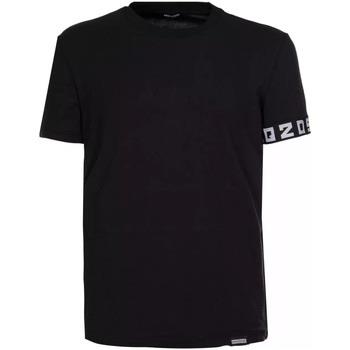 T-shirt Dsquared t-shirt noir rayure logo