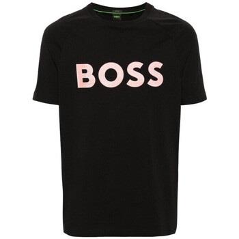 T-shirt BOSS T-SHIRT NOIR REGULAR EN COTON STRETCH AVEC LOGO DE LA S