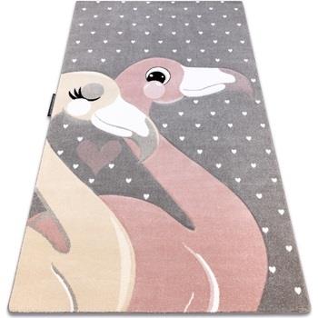 Tapis Rugsx Tapis PETIT FLAMINGOS CŒURS gris 140x190 cm