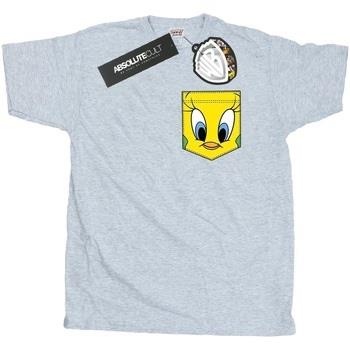 T-shirt Dessins Animés Tweety Pie Face Faux Pocket