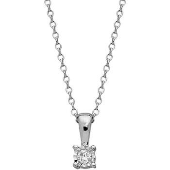 Collier Brillaxis Collier solitaire diamant 3mm or blanc 9 carats