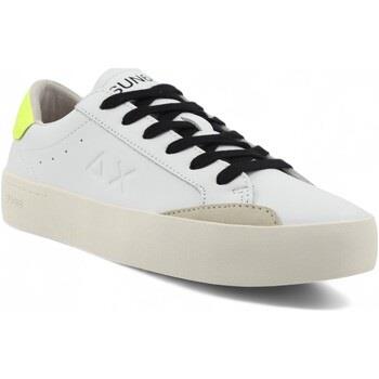 Chaussures Sun68 Street Leather Sneaker Uomo Bianco Giallo Fluo Z34140
