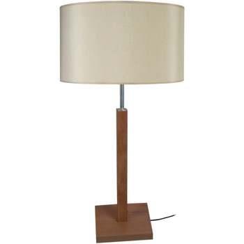 Lampes de bureau Tosel Lampe a poser droit bois foncé et créme