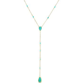 Collier Orusbijoux Collier Argent Doré Cravate Pierres Turquoise