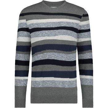 Sweat-shirt State Of Art Pull Jacquard Rayé Gris