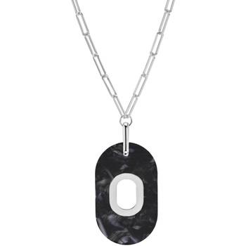 Collier Orusbijoux Collier En Argent Et Acétate Noire Ovale