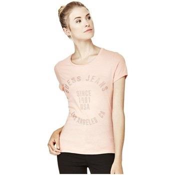 Polo Guess Tee-Shirt Femme Circle Logo Rose