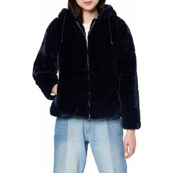 Manteau Kaporal Manteau Effet Fourrure Capuche Femme DAMAS Bleu Sombre