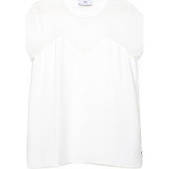 Debardeur Le Temps des Cerises Top Col Transparent Femme Odette Blanc