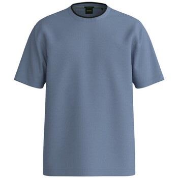 T-shirt BOSS T-SHIRT BLEU COUPE DÉCONTRACTÉE EN COTON INTERLOCK AVEC