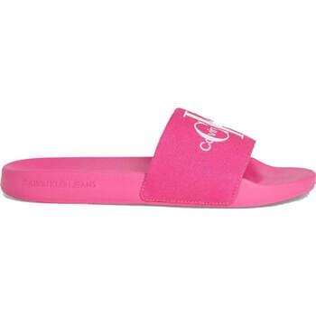 Chaussons Calvin Klein Jeans slide monogram fuchsia white