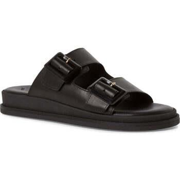Chaussons Tamaris black leather casual open slippers
