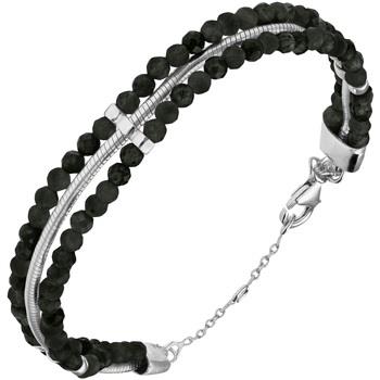 Bracelets Orusbijoux Bracelet Argent Noir Rhodié Triples Chaines Serpe...