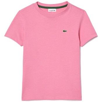 T-shirt enfant Lacoste T-SHIRT ENFANT UNI EN JERSEY DE COTON ROSE FONC...