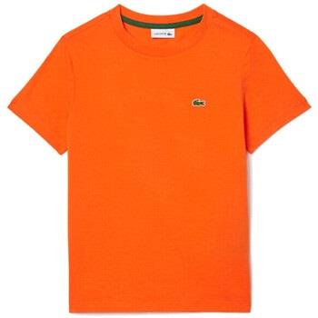 T-shirt enfant Lacoste T-SHIRT ENFANT UNI EN JERSEY DE COTON ORANGE