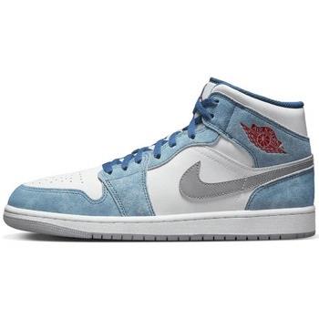 Baskets Nike Air Jordan 1 Mid French Blue Fire Red (GS)