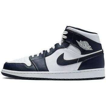 Baskets Nike Air Jordan 1 Mid White Metallic Gold Obsidian