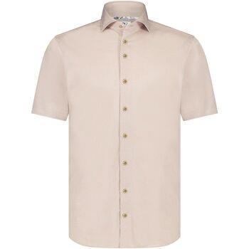 Chemise R2 Amsterdam R2 Chemise Manches Courtes Knitted Piqué Beige