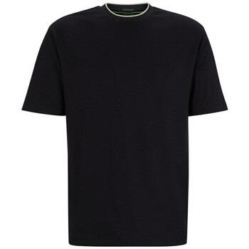 T-shirt BOSS T-SHIRT NOIR COUPE DÉCONTRACTÉE EN COTON INTERLOCK AVEC