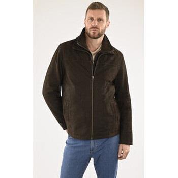 Blouson La Canadienne Surveste confort cuir nubuck marron-046661