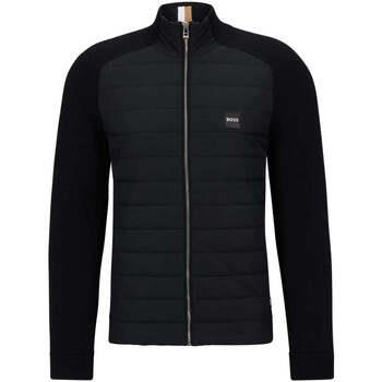 Manteau BOSS Veste bi-matière noire en laine