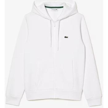 Polaire Lacoste Sweat zippé à capuche blanc