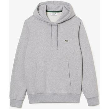 Polaire Lacoste Sweat à capuche gris en coton bio