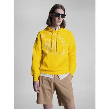 Polaire Tommy Hilfiger Sweat à capuche monogramme jaune en coton bio