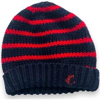 Bonnet enfant Petit Bateau Bonnet en tricot bleu à rayures rouge laine...