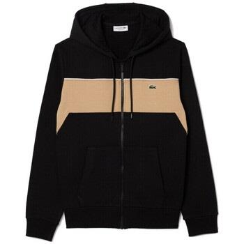 Sweat-shirt Lacoste SWEATSHIRT ZIPPÉ À CAPUCHE COLOR-BLOCK NOIR ET BEI...