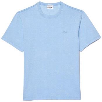 T-shirt Lacoste T-SHIRT DÉLAVÉ EN JERSEY DE COTON BLEU CIEL